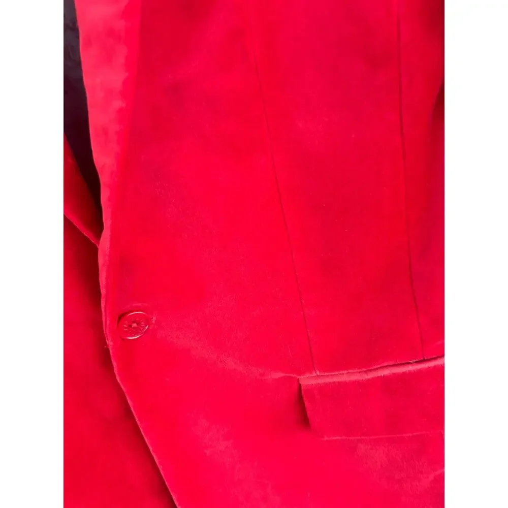 Zadig & Voltaire Vero Red Velvet Blazer Jacket 8 US 38 FR Academia Old Money